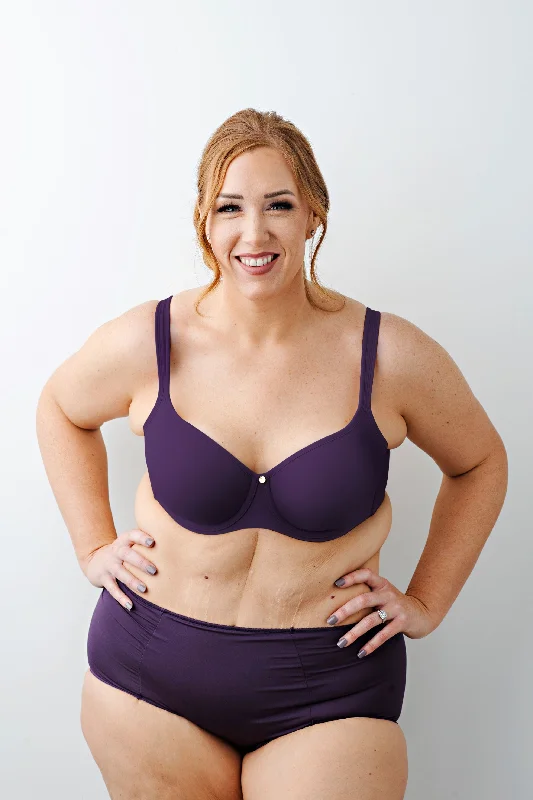 Abbie Everyday T-Shirt Bra in Plum Perfect Limited edition color Mesh Blend Leather Blend Suede Blend Abbie Everyday T-Shirt Bra in Plum Perfect Limited edition color Mesh Blend Leather Blend Suede Blend