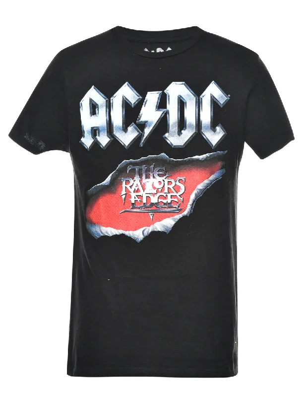 AC/DC Black Band T-shirt - S Elasticated Padded Insulated