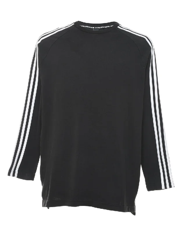 Adidas Long Sleeved Black & White Contrast Plain T-shirt - L Graphic T-Shirt Round Neck Polyester Adidas Long Sleeved Black & White Contrast Plain T-shirt - L Graphic T-Shirt Round Neck Polyester