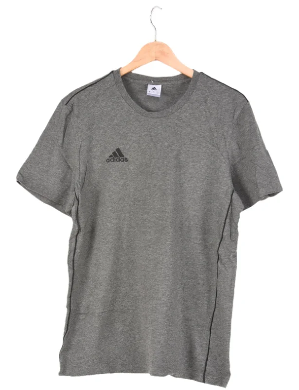 Adidas Plain Black & Grey T-shirt - L Nylon Fabric Polyester Fabric Spandex Fabric