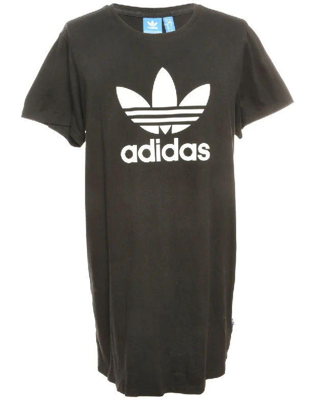 Adidas Printed Black & White T-shirt - L Satin Blend Silk Blend Wool Blend