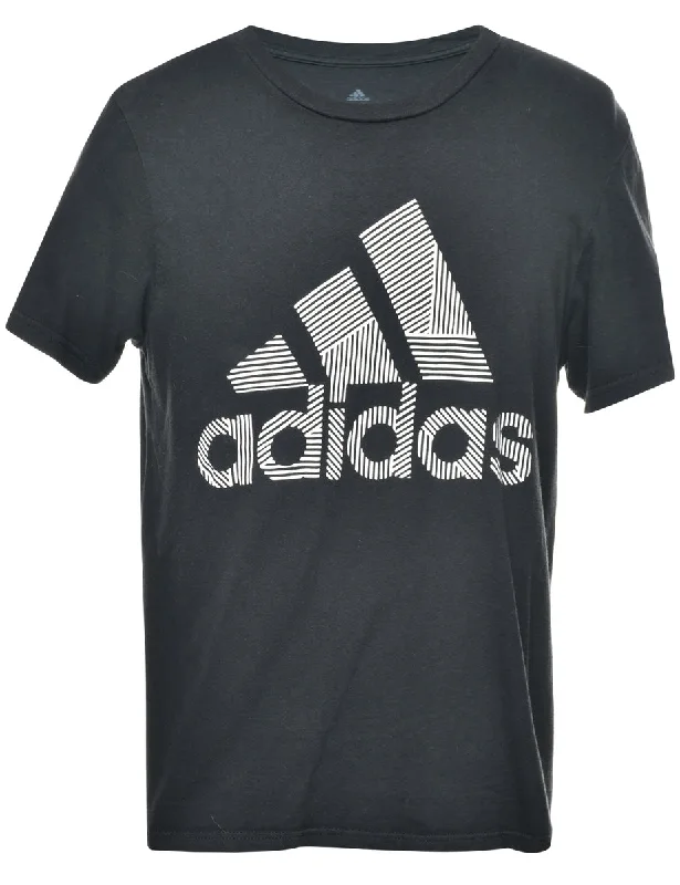 Adidas Printed Black & White T-shirt - S Lace Blend Ribbed Blend Corduroy Blend