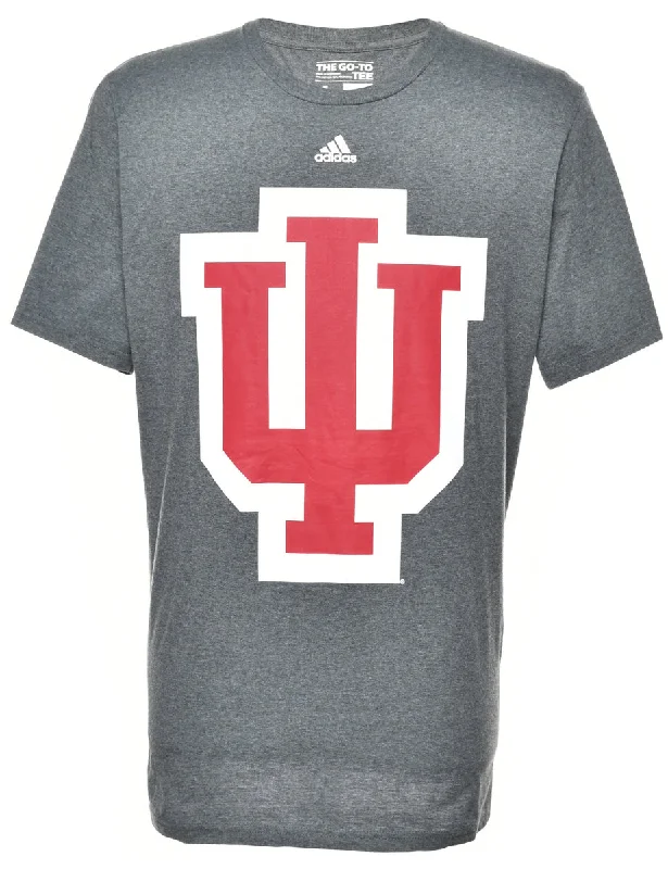 Adidas Printed T-shirt - L V-Neck T-Shirt Long Sleeve Cotton