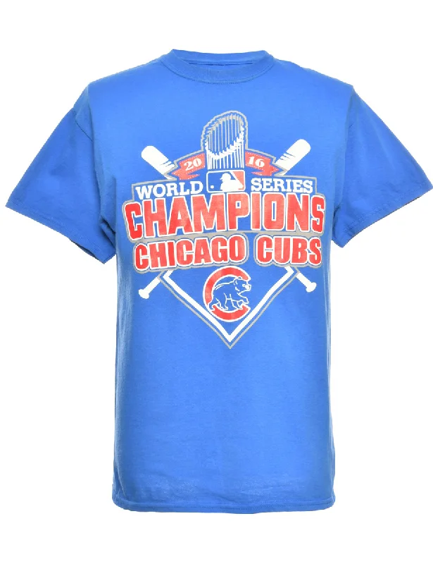 Baseball Blue Sports T-shirt - M Welt Pockets Slit Pockets Flap Pockets