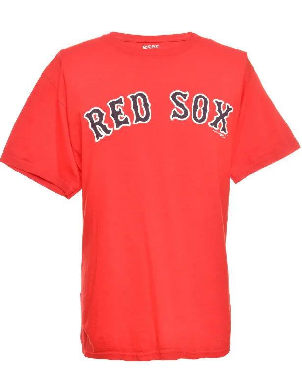 Baseball Red Sox Red Sports T-shirt - M Cotton Fabric Linen Fabric Terry Fabric