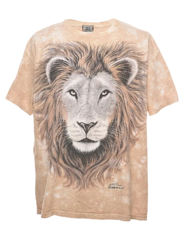 Beige Tie Dye The Mountain T-Shirt - L Seamless Knitted Crochet