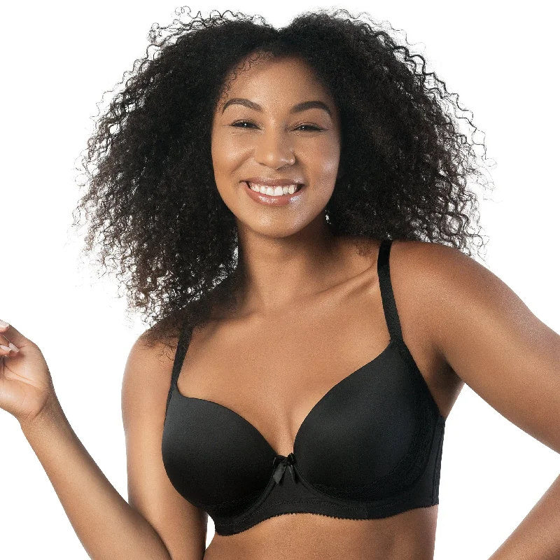 Casey Plunge Molded T-Shirt Bra - Black Lace Blend Ribbed Blend Corduroy Blend
