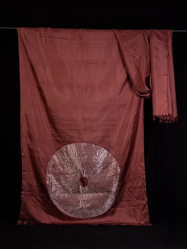 Cinnamon Shibori  Brown With Blouse Piece Semi-Sheer Blouse