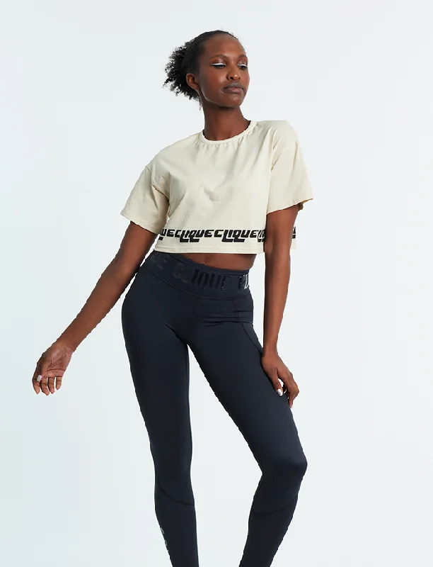 Conquest Crop Tee - Cream Jersey Fabric Tulle Fabric Batik Fabric