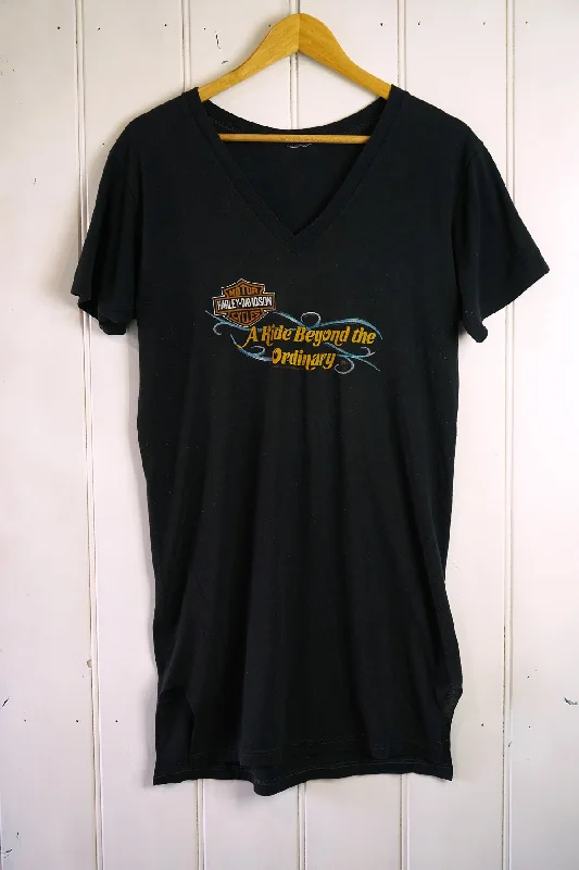Vintage Harley - Beyond Ordinary Black T-Shirt Dress - Medium Front Pockets Side Pockets Patch Pockets Vintage Harley - Beyond Ordinary Black T-Shirt Dress - Medium Front Pockets Side Pockets Patch Pockets