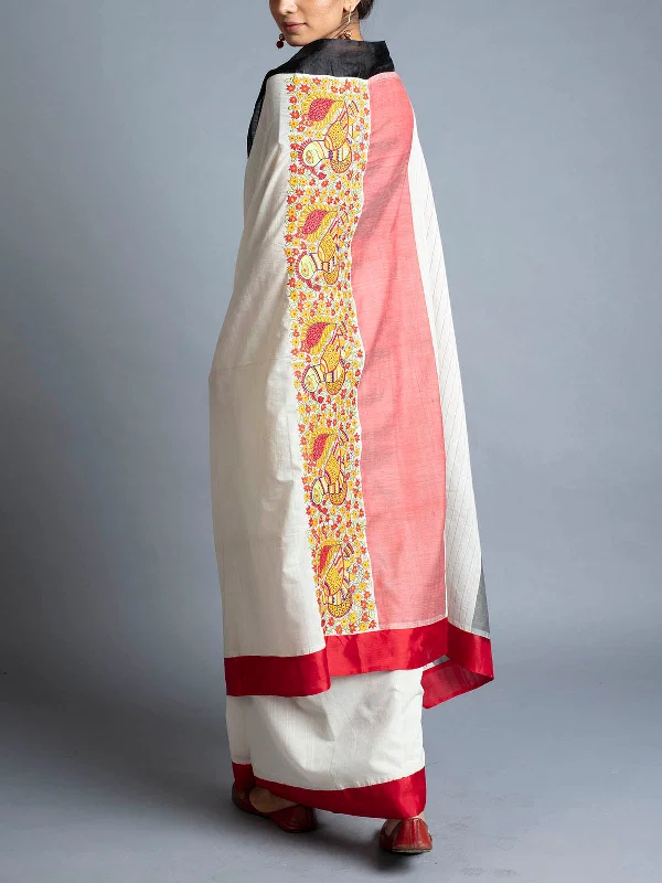 Embroidered Kupaddam Saree With Blouse Piece Silky Tunic Blouse