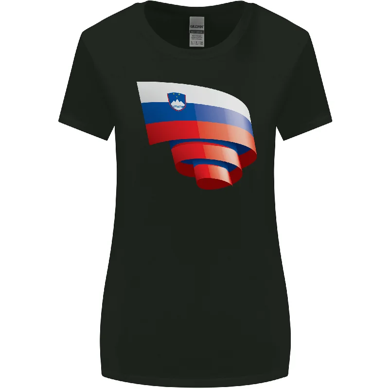 Curled Slovenia Flag Slovenian Day Football Womens Wider Cut T-Shirt Cashmere Blend Cotton Blend Poly Blend Curled Slovenia Flag Slovenian Day Football Womens Wider Cut T-Shirt Cashmere Blend Cotton Blend Poly Blend