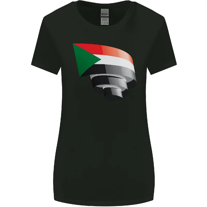 Curled Sudan Flag Sudanese Day Football Womens Wider Cut T-Shirt Anti-Shrink Durable Soft Curled Sudan Flag Sudanese Day Football Womens Wider Cut T-Shirt Anti-Shrink Durable Soft