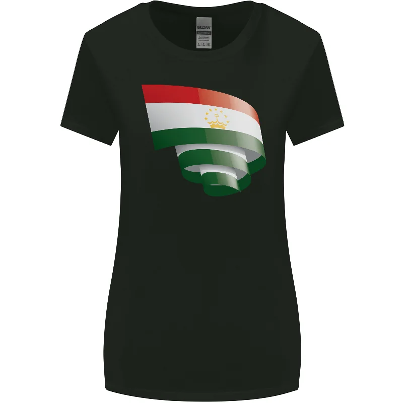 Curled Tajikistan Flag Tajik Day Football Womens Wider Cut T-Shirt Handmade Hand-knitted Hand-woven