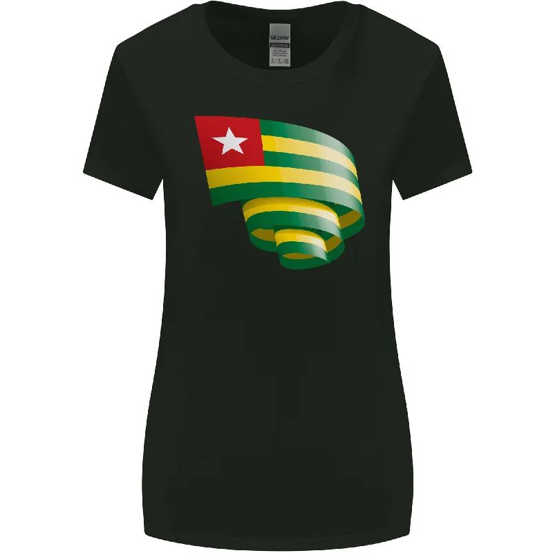 Curled Togo Flag Togolese Day Football Womens Wider Cut T-Shirt Anti-Shrink Durable Soft Curled Togo Flag Togolese Day Football Womens Wider Cut T-Shirt Anti-Shrink Durable Soft