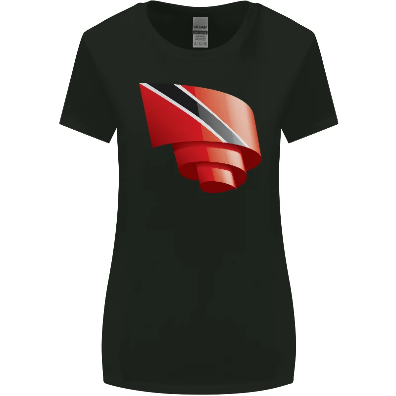 Curled Trinidad and Tobago Day Football Womens Wider Cut T-Shirt Houndstooth Herringbone Solid