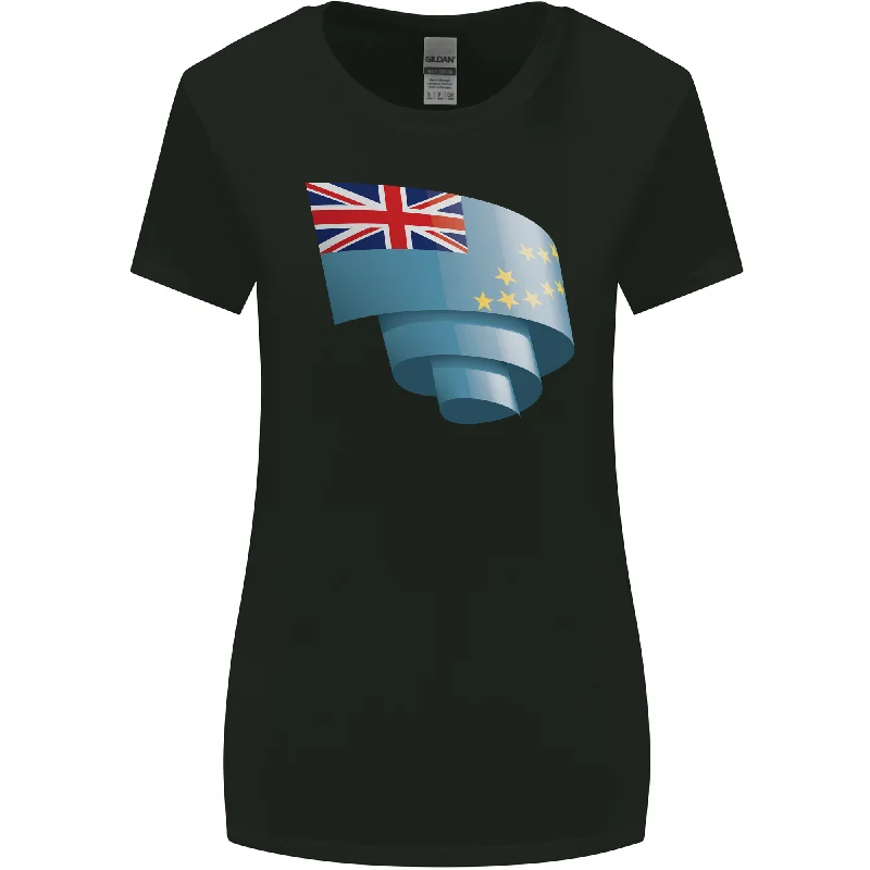 Curled Tuvalu Flag Tuvaluan Day Football Womens Wider Cut T-Shirt Zippered Front Buttoned Front Snap Front Curled Tuvalu Flag Tuvaluan Day Football Womens Wider Cut T-Shirt Zippered Front Buttoned Front Snap Front