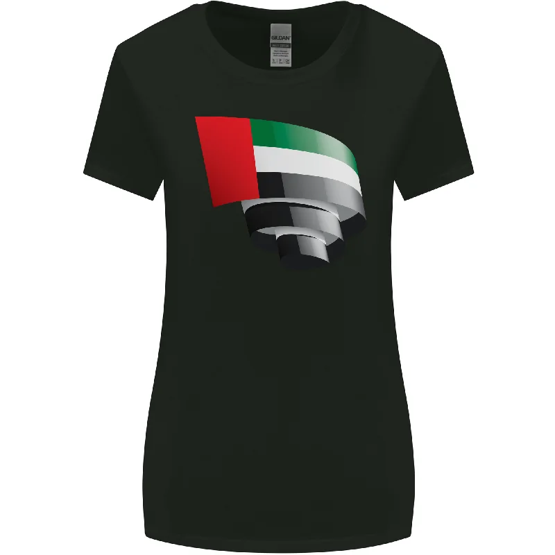 Curled UAE Flag Day Emirati Day Football Womens Wider Cut T-Shirt Zippered Buttoned Snapped Curled UAE Flag Day Emirati Day Football Womens Wider Cut T-Shirt Zippered Buttoned Snapped
