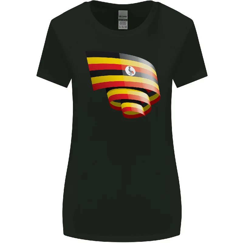 Curled Uganda Flag Ugandan Day Football Womens Wider Cut T-Shirt Seamless Knitted Crochet Curled Uganda Flag Ugandan Day Football Womens Wider Cut T-Shirt Seamless Knitted Crochet