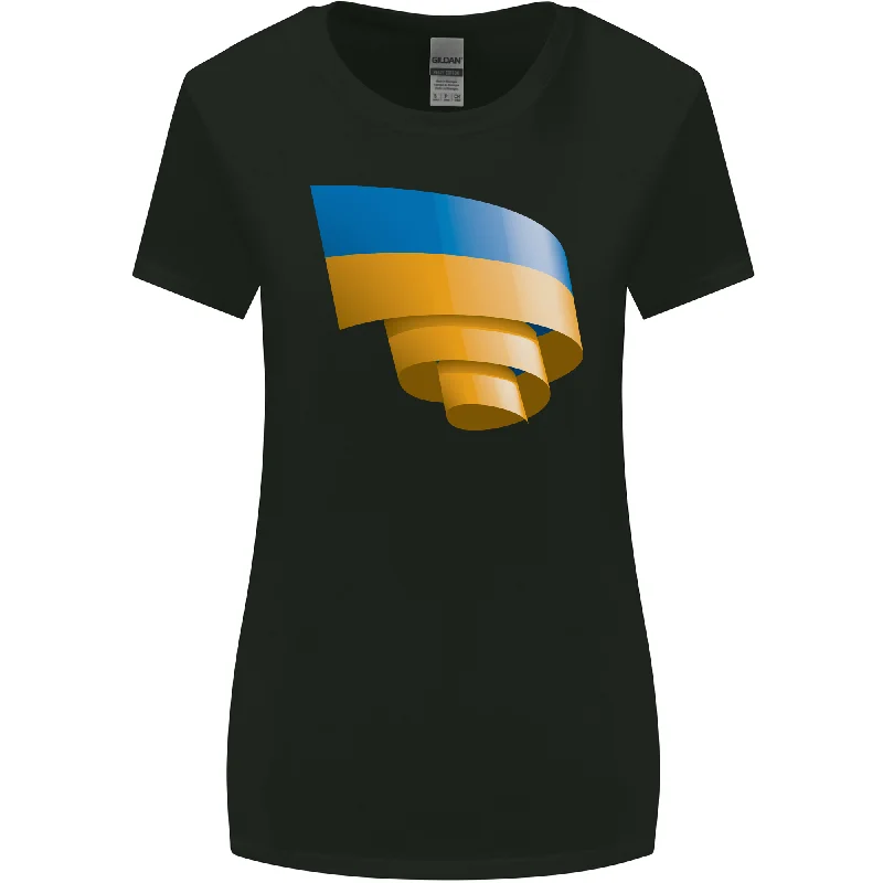 Curled Ukraine Flag Ukrainian Day Football Womens Wider Cut T-Shirt Real Fur Shearling Chenille Curled Ukraine Flag Ukrainian Day Football Womens Wider Cut T-Shirt Real Fur Shearling Chenille