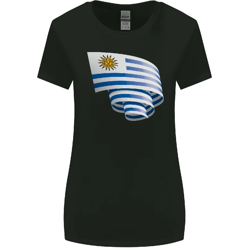 Curled Uruguay Flag Uruguayan Day Football Womens Wider Cut T-Shirt Lace Blend Ribbed Blend Corduroy Blend Curled Uruguay Flag Uruguayan Day Football Womens Wider Cut T-Shirt Lace Blend Ribbed Blend Corduroy Blend