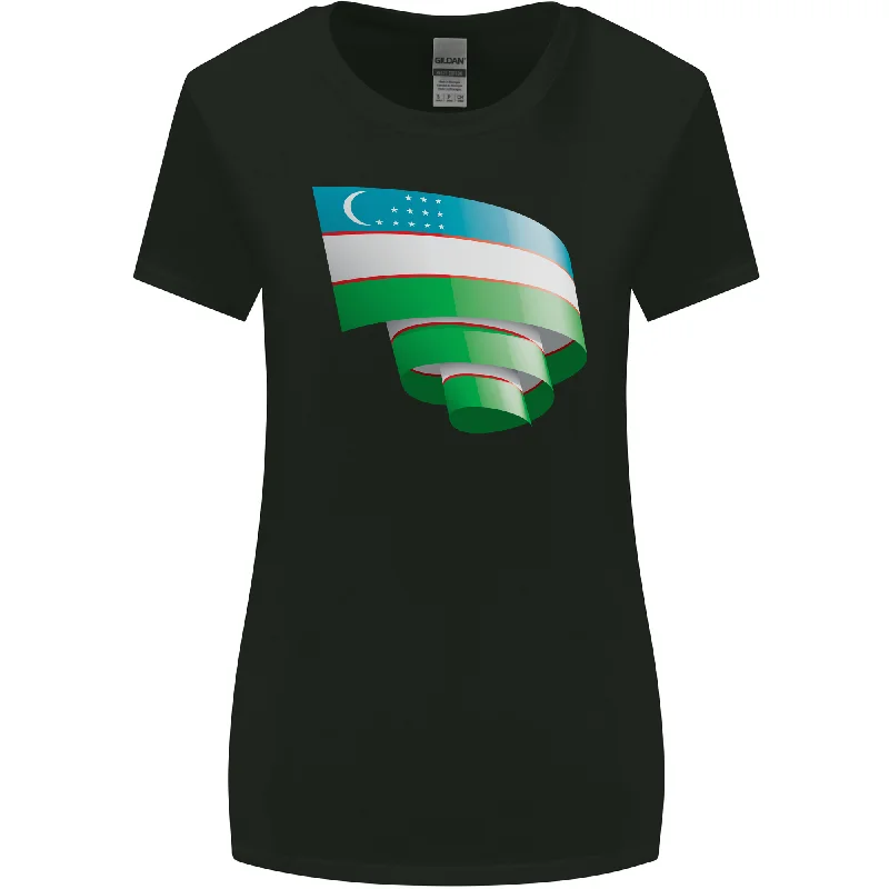 Curled Uzbekistan Flag Ukbek Day Football Womens Wider Cut T-Shirt Wool Fabric Cashmere Fabric Tweed Fabric Curled Uzbekistan Flag Ukbek Day Football Womens Wider Cut T-Shirt Wool Fabric Cashmere Fabric Tweed Fabric