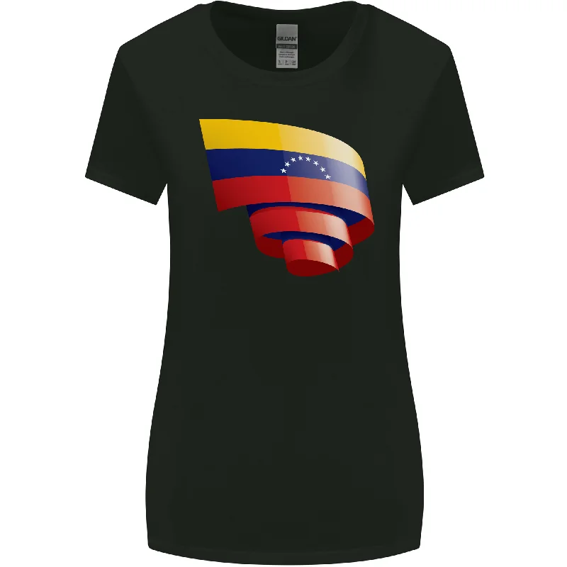 Curled Venezuela Flag Venezuelans Day Football Womens Wider Cut T-Shirt Collared Crew Neck Turtle Neck