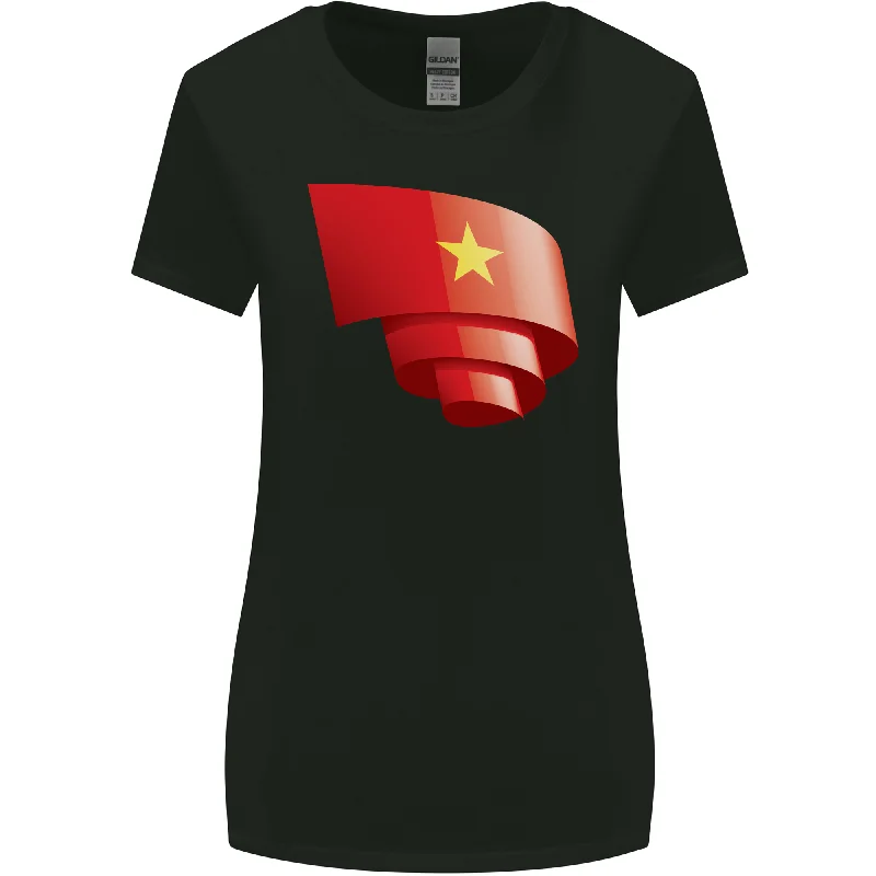 Curled Vietnam Flag Vietnamese Day Football Womens Wider Cut T-Shirt Zippered Front Buttoned Front Snap Front Curled Vietnam Flag Vietnamese Day Football Womens Wider Cut T-Shirt Zippered Front Buttoned Front Snap Front