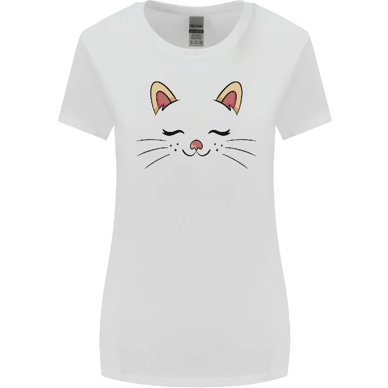 Cute Cat Face Womens Wider Cut T-Shirt Terry Blend Velvet Blend Canvas Blend