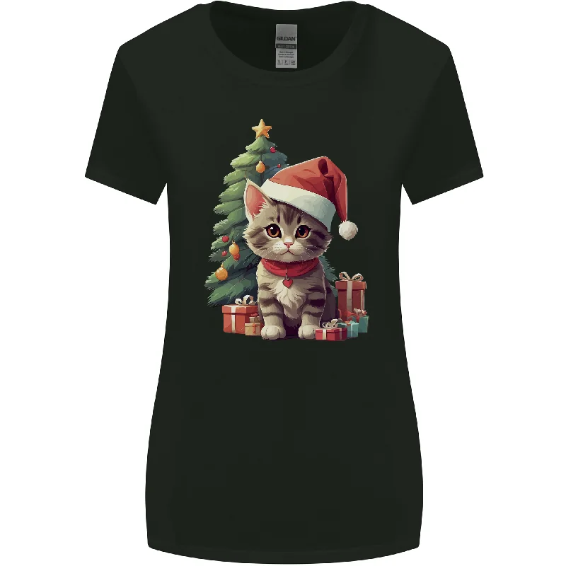 Cute Christmas With Presents and Tree Womens Wider Cut T-Shirt Cotton Fabric Linen Fabric Terry Fabric Cute Christmas With Presents and Tree Womens Wider Cut T-Shirt Cotton Fabric Linen Fabric Terry Fabric