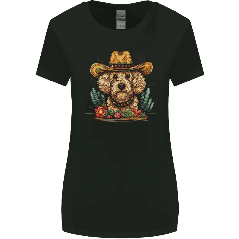 Cute Goldendoodle Mexican Style Western Womens Wider Cut T-Shirt Striped Floral Plaid Cute Goldendoodle Mexican Style Western Womens Wider Cut T-Shirt Striped Floral Plaid