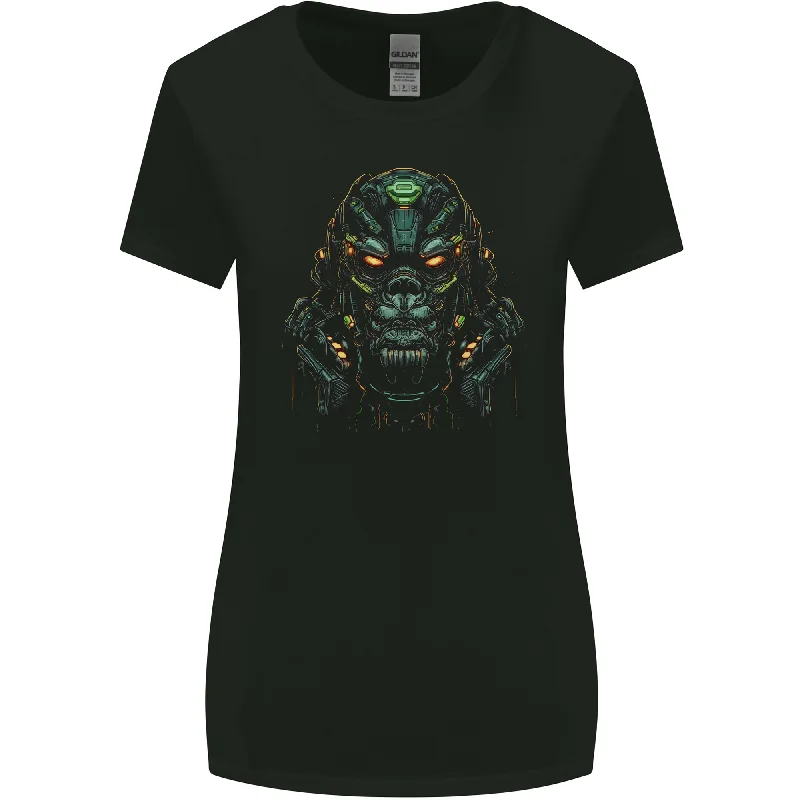 Cyber Gorilla Ape Fantasy Womens Wider Cut T-Shirt Elasticated Padded Insulated