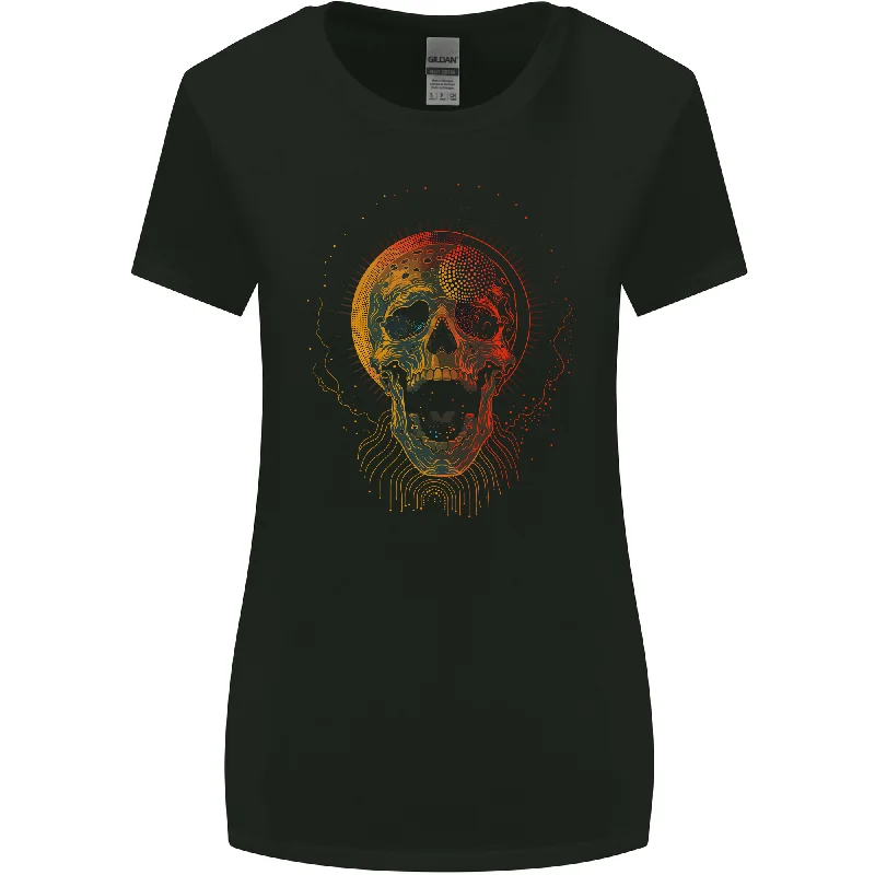 Cyberspace Skull Womens Wider Cut T-Shirt Terry Blend Velvet Blend Canvas Blend