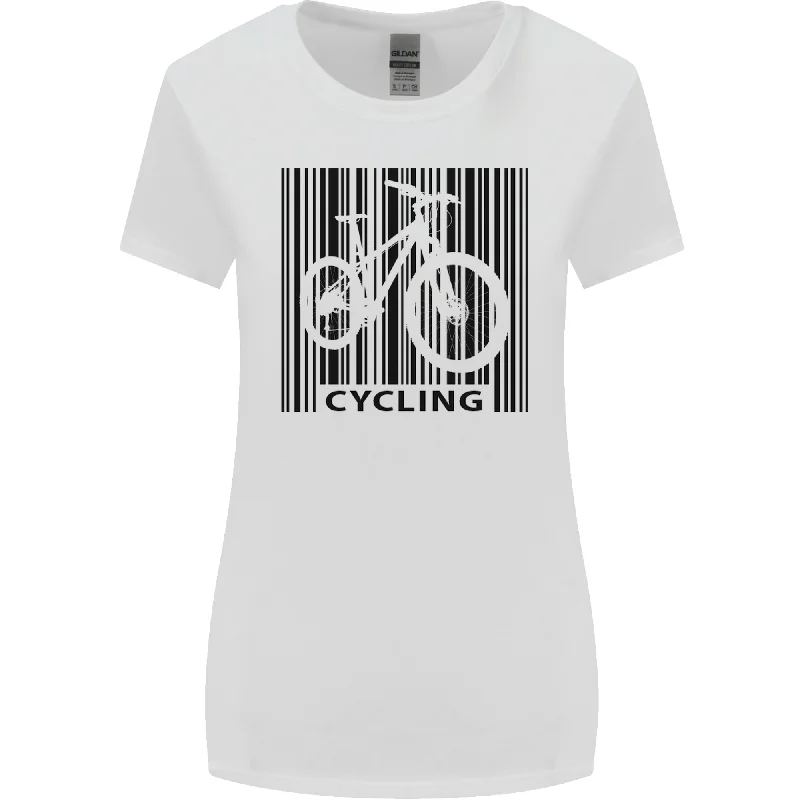 Cycling Barcode Cyclist Bicycle Womens Wider Cut T-Shirt Cotton Fabric Linen Fabric Terry Fabric Cycling Barcode Cyclist Bicycle Womens Wider Cut T-Shirt Cotton Fabric Linen Fabric Terry Fabric