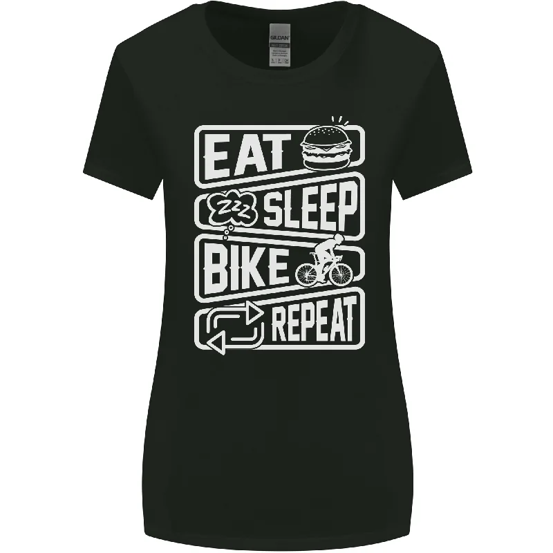 Cycling Eat Sleep Bike Repeat Funny Bicycle Womens Wider Cut T-Shirt Striped Floral Plaid Cycling Eat Sleep Bike Repeat Funny Bicycle Womens Wider Cut T-Shirt Striped Floral Plaid