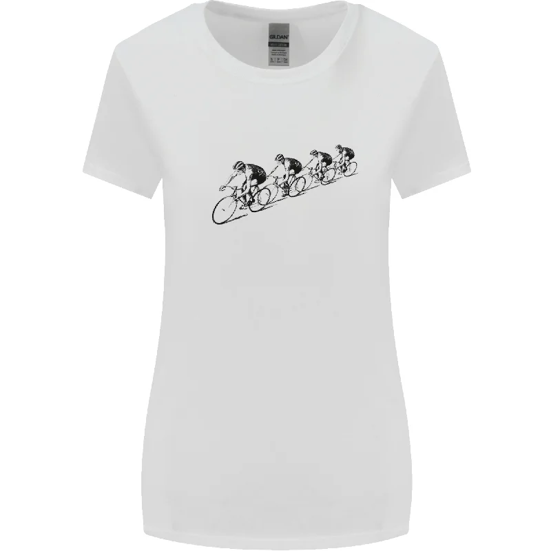 Cycling Peloton Cyclist Bicycle Womens Wider Cut T-Shirt Welt Pockets Slit Pockets
