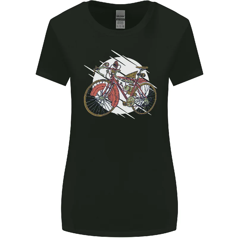 Cycling Steampunk Bicycle Bike Cyclist Womens Wider Cut T-Shirt Mesh Blend Leather Blend Suede Blend Cycling Steampunk Bicycle Bike Cyclist Womens Wider Cut T-Shirt Mesh Blend Leather Blend Suede Blend