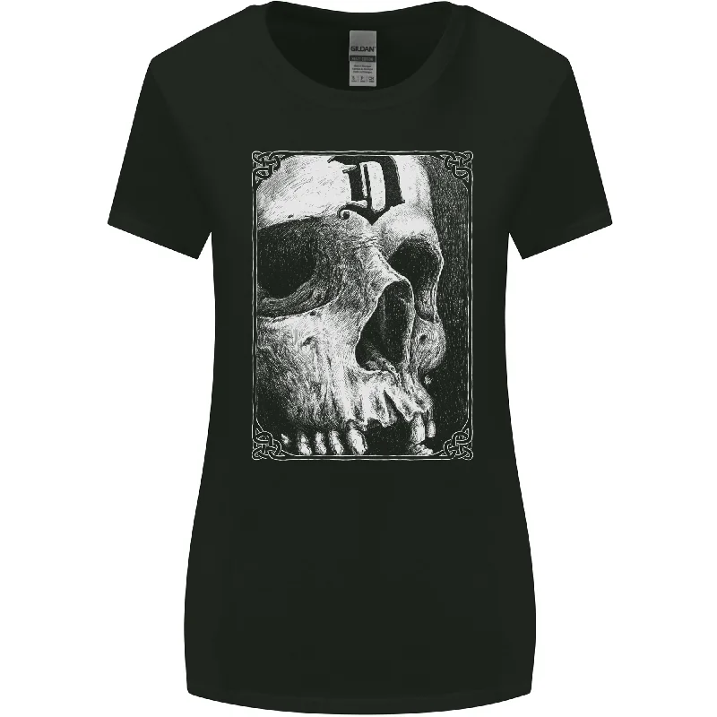 D for Death Skull Heavy Metal Biker Womens Wider Cut T-Shirt Collared Crew Neck Turtle Neck D for Death Skull Heavy Metal Biker Womens Wider Cut T-Shirt Collared Crew Neck Turtle Neck