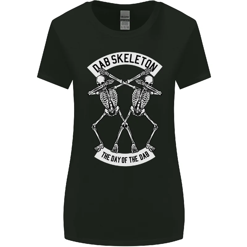 Dab Skeleton the Day of the Dab Dead Womens Wider Cut T-Shirt Zippered Front Buttoned Front Snap Front Dab Skeleton the Day of the Dab Dead Womens Wider Cut T-Shirt Zippered Front Buttoned Front Snap Front