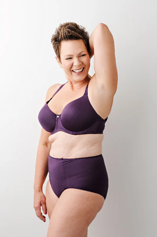 Devaney Strappy Sheer Back T-Shirt Bra in Plum Perfect Anti-Pilling Machine Wash Handmade Devaney Strappy Sheer Back T-Shirt Bra in Plum Perfect Anti-Pilling Machine Wash Handmade