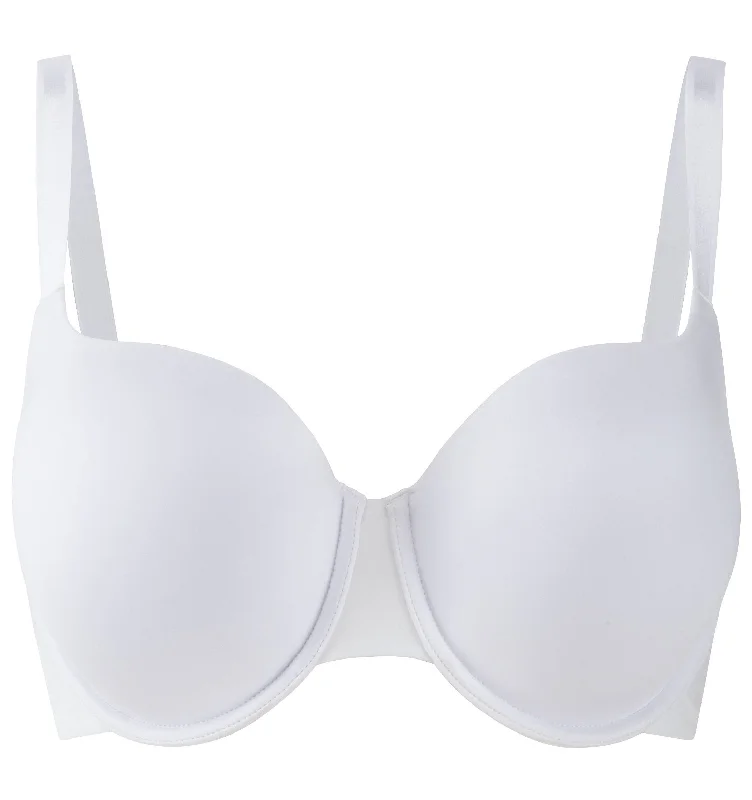 Full support D+ t-shirt bra [White] Fleece Nylon Spandex