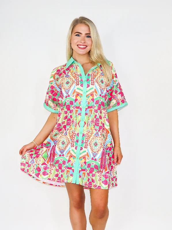 Geometric Drive T-Shirt Dress Spandex Blend Rayon Blend Denim Blend