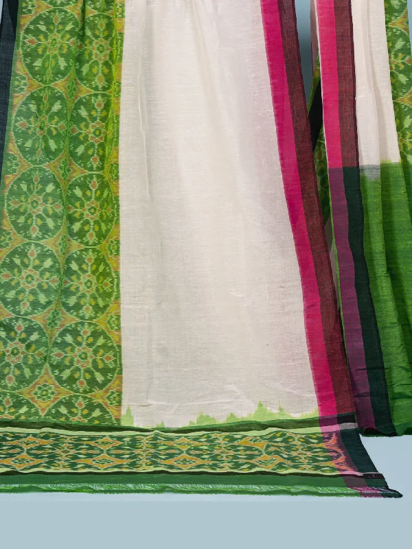 Ikat Saree With Blouse Piece White Elegant Lace Blouse