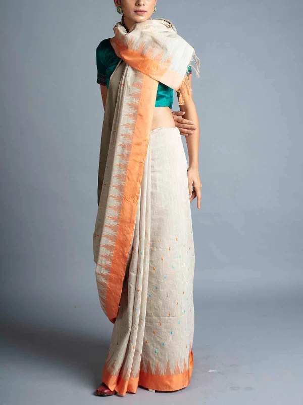 Linen Embroidered Kupaddam Saree With Multicolor Blouse Boho Chic Blouse