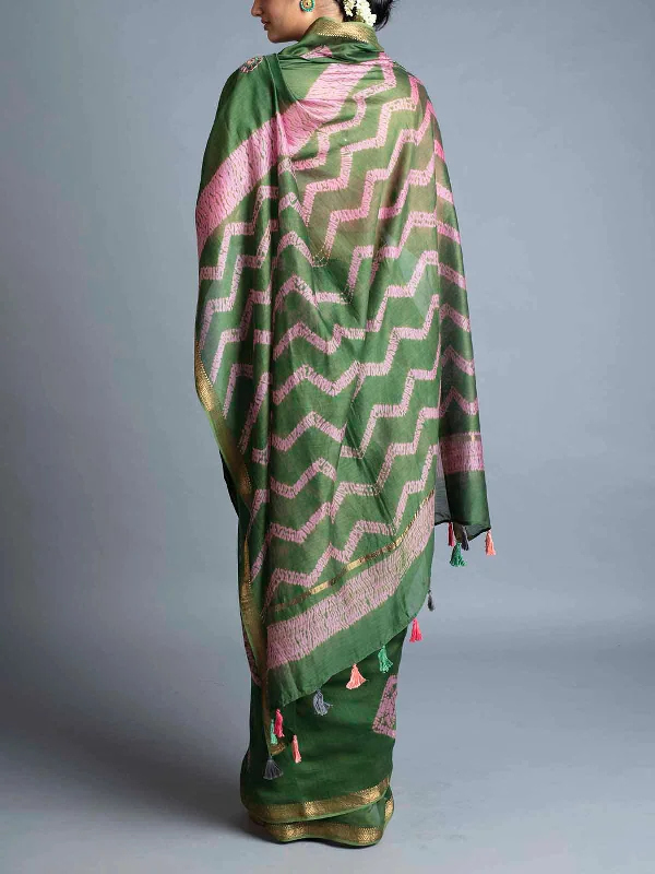 Pakko Embroidery Maheshwari Sare With Blouse Piece Ruched Sleeve Blouse