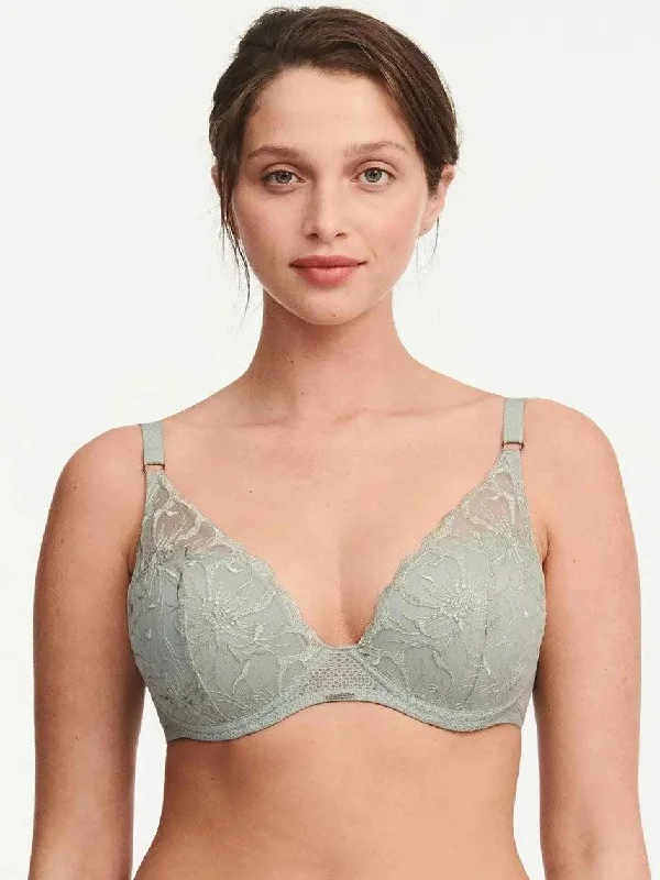 Mint Fleurs Plunge T-Shirt Bra Solid Print Embellished