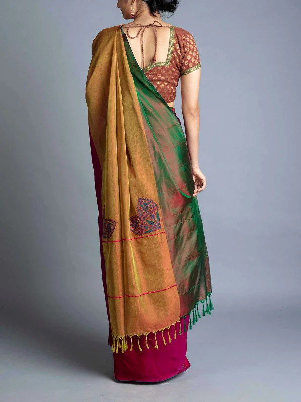 Mubagan Style Kupaddam Saree Orange With Blouse Piece Office-Ready Blouse