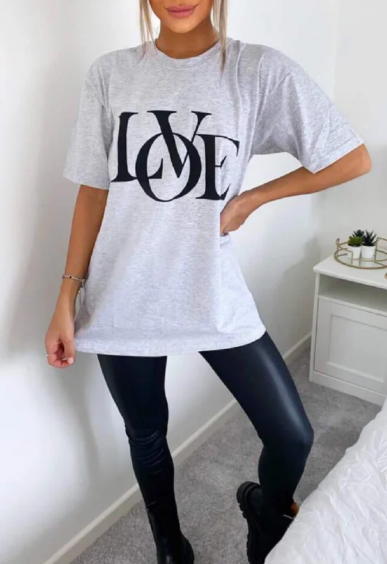 Oversize LOVE Tee Striped Floral Plaid