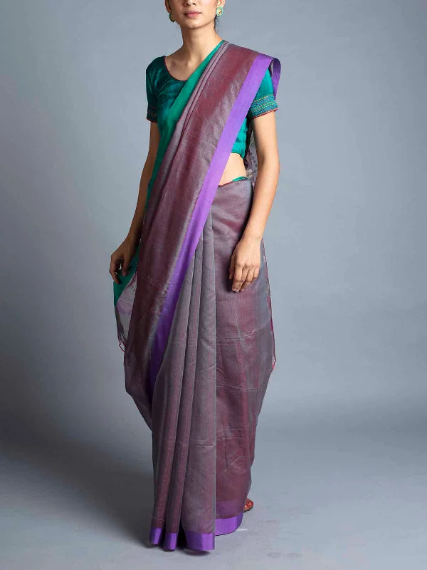 Rudraksh Palla Chanderi Saree Mauve With Blouse Piece Elegant Embroidery Blouse