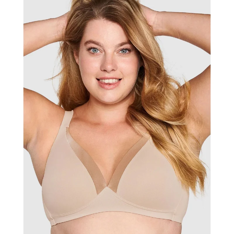 The Wednesday Wireless T-Shirt Bra with Padded Straps-Clay Jersey Fabric Tulle Fabric Batik Fabric The Wednesday Wireless T-Shirt Bra with Padded Straps-Clay Jersey Fabric Tulle Fabric Batik Fabric